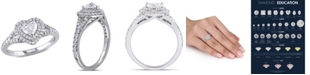 Macy's Certified Diamond (1 ct. t.w.) Heart-Shape Double Halo Engagement Ring in 14k White Gold